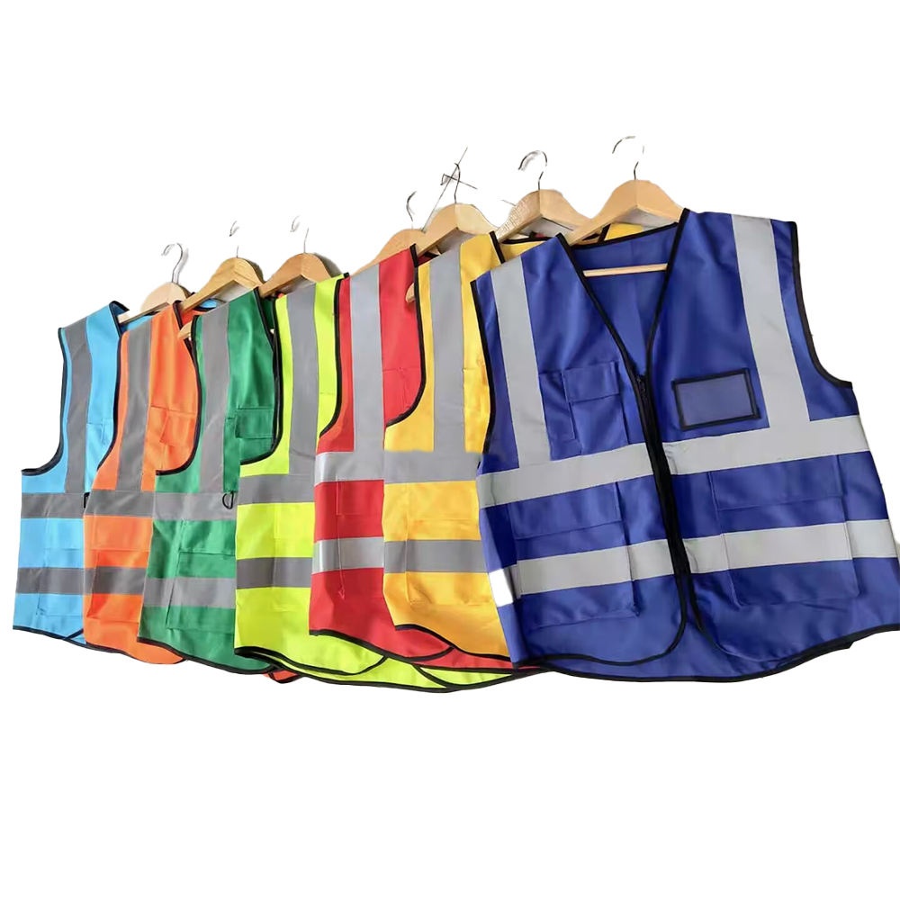 Hestic Sports Wear Customized Black Reflective Safety Vest Company Logo With Pockets Custom Color Fluorescent Visibility Work Class 2 Safety Vest